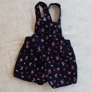 Vintage Navy Floral Corduroy Overalls